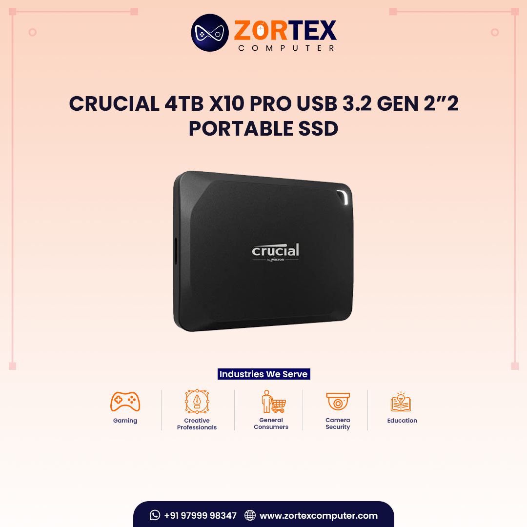 Crucial 4TB X10 Pro USB 3.2 Gen 2”2 Portable SSD