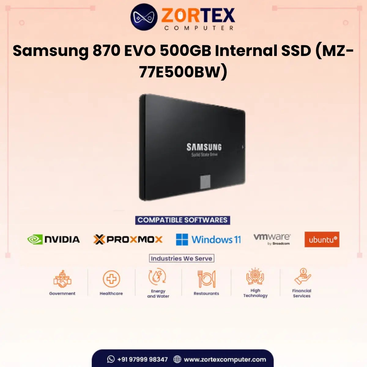 Samsung 870 EVO 500GB Internal SSD (MZ-77E500BW)