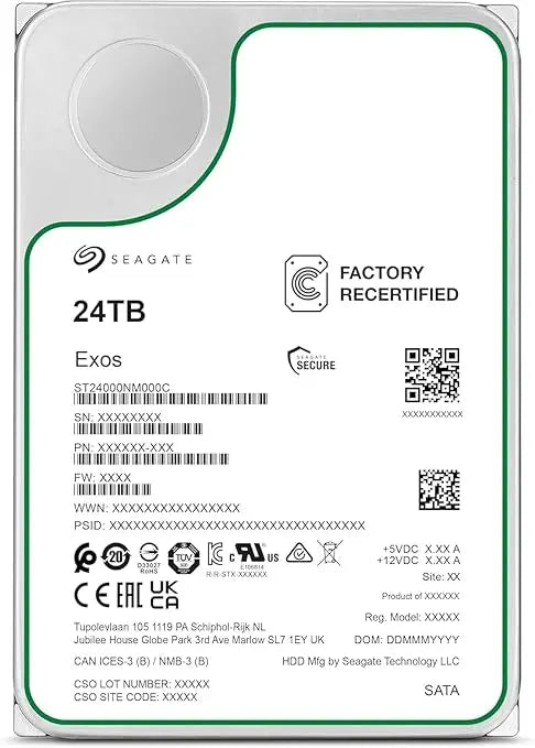 Seagate Exos X24 ST24000NM002H 24TB 3.5-Inch Enterprise SATA Hard Drive