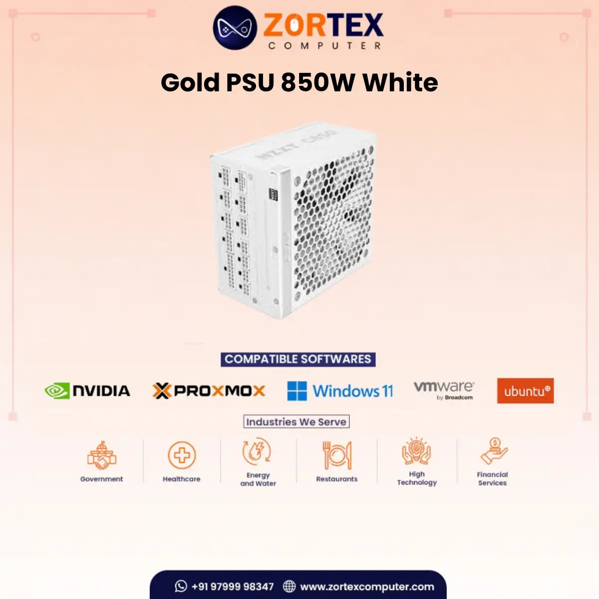 NZXT Gold PSU 850W White Power Supply