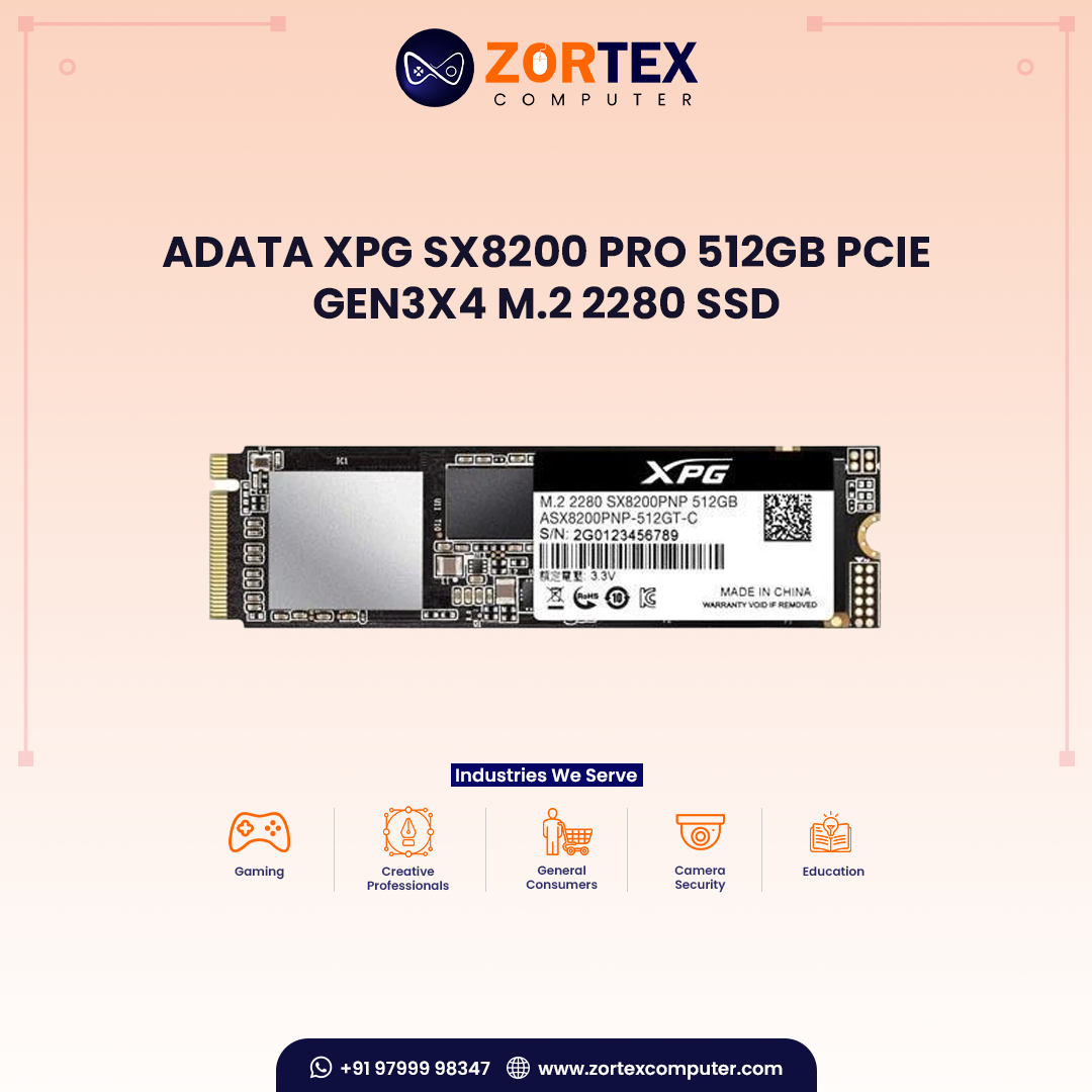 ADATA XPG SX8200 Pro 512GB PCIe Gen3x4 M.2 2280 SSD