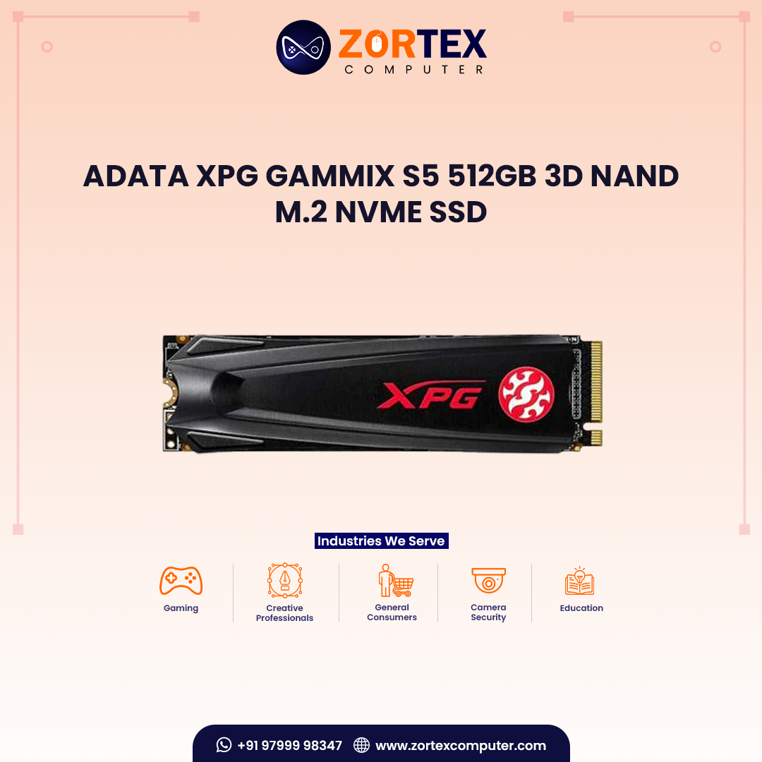 ADATA XPG GAMMIX S5 512GB 3D NAND M.2 NVME SSD