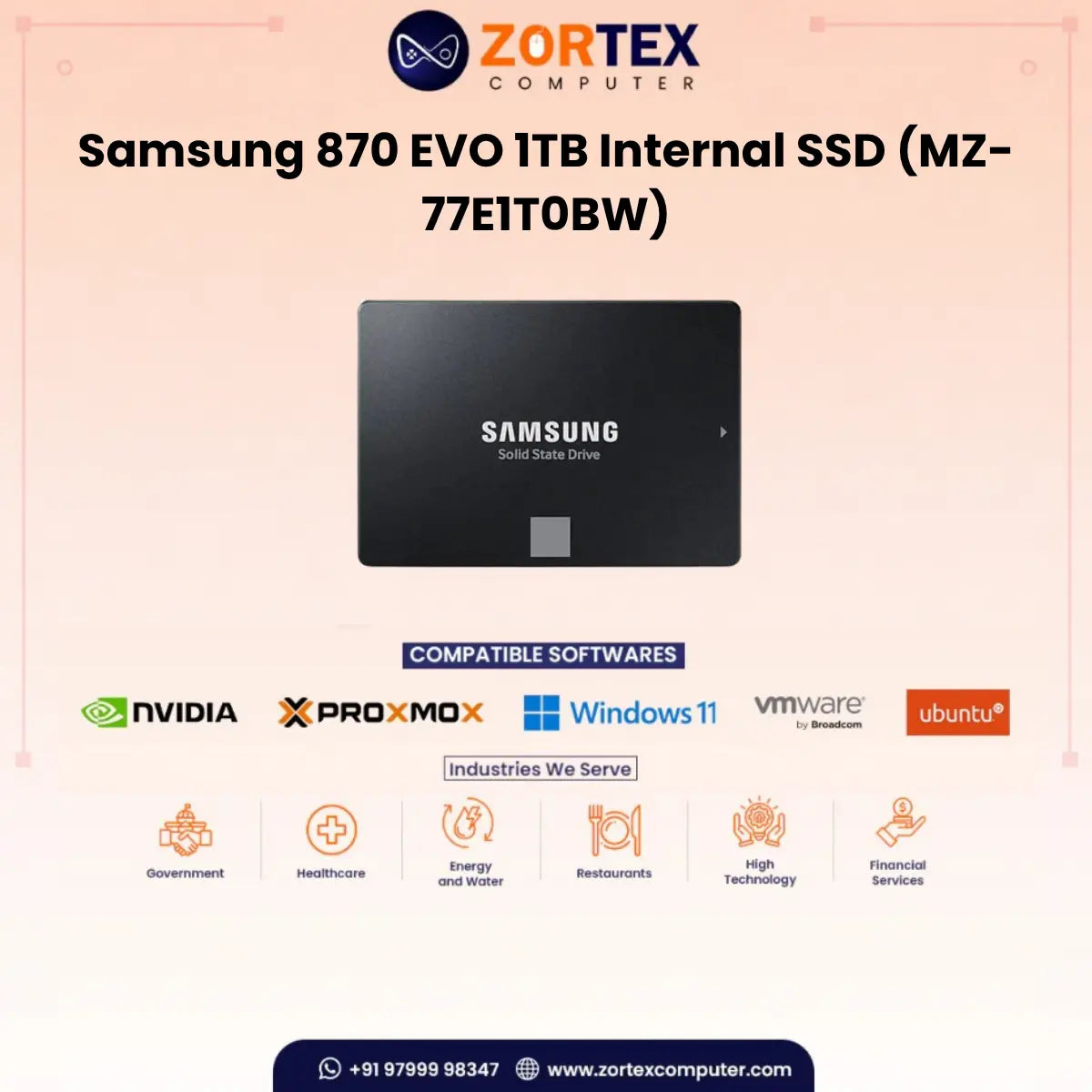 Samsung 870 EVO 1TB Internal SSD (MZ-77E1T0BW)