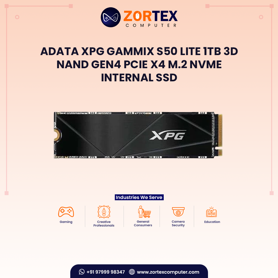 ADATA XPG GAMMIX S50 LITE 1TB 3D NAND GEN4 PCIE X4 M.2 NVME INTERNAL SSD