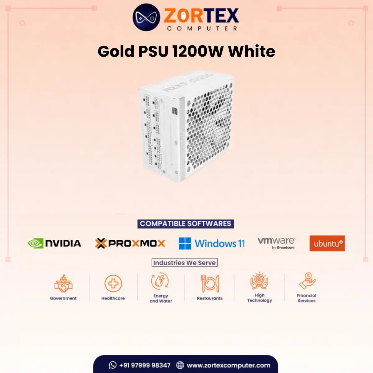 NZXT Gold PSU 1200W White Power Supply