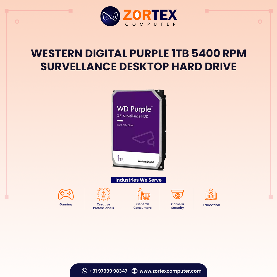 Western Digital PURPLE 1TB 5400 RPM Survellance Desktop Hard Drive