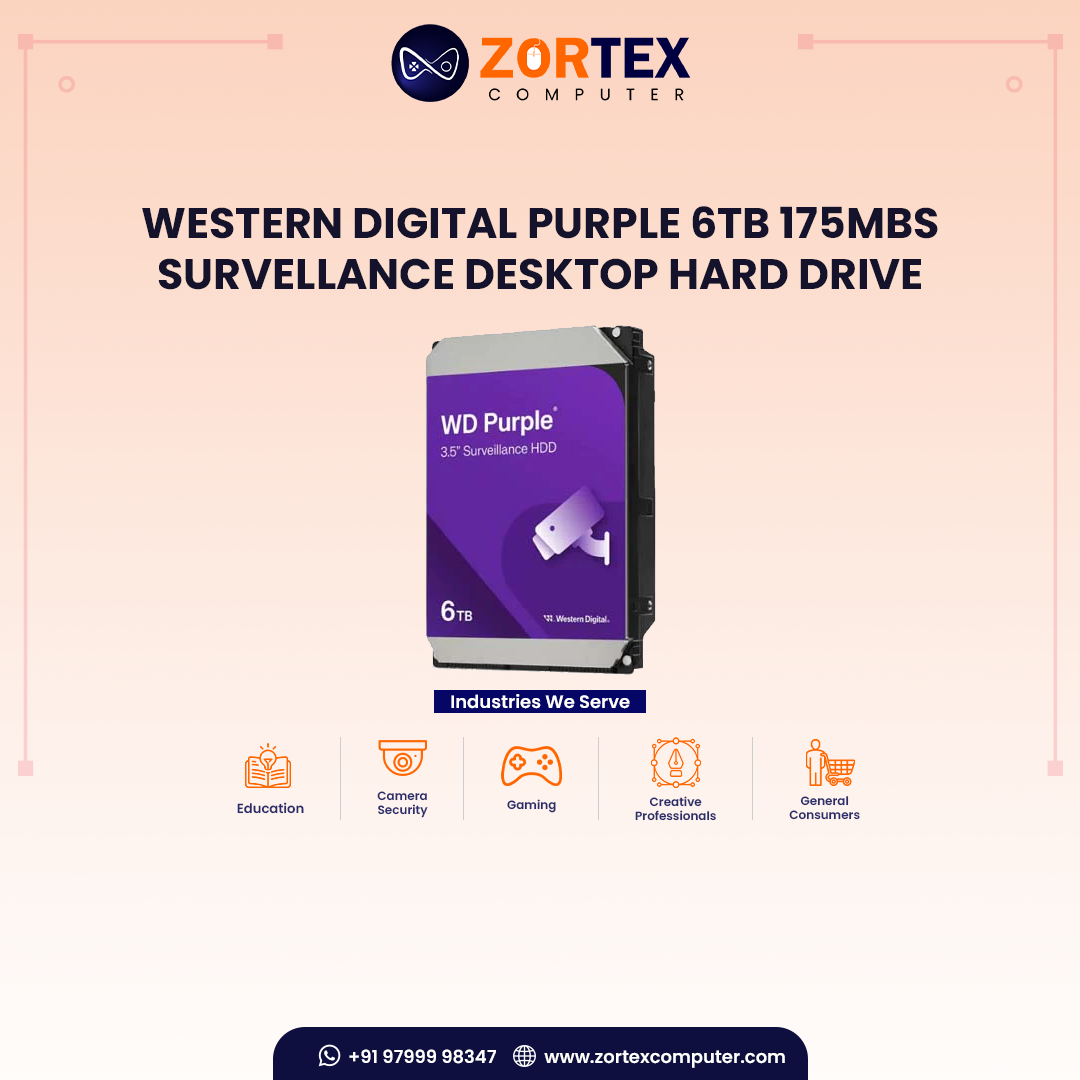 Western Digital PURPLE 6TB 175MBs Survellance Desktop Hard Drive