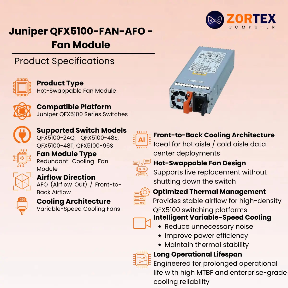Juniper QFX5100-FAN-AFO - Fan Module