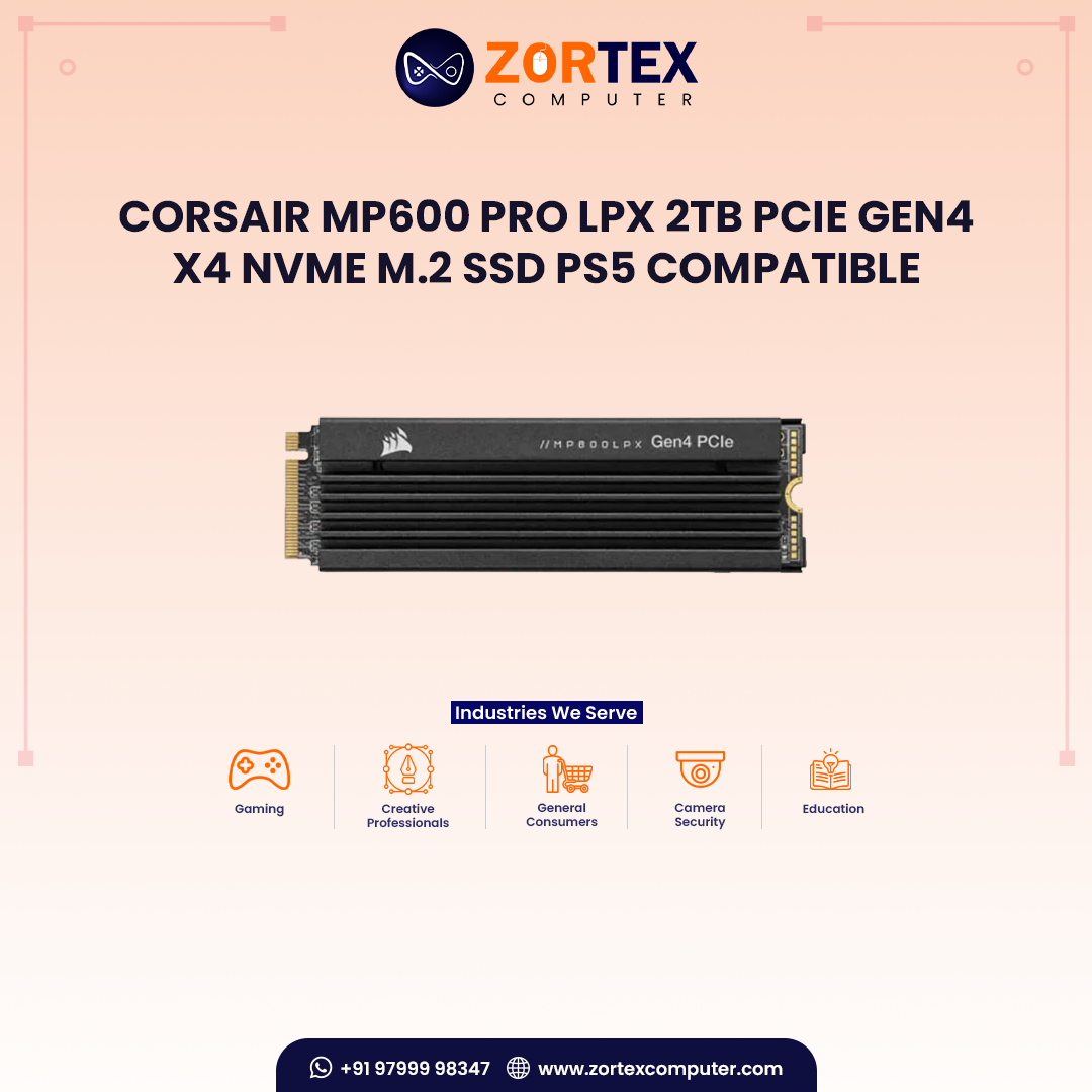 Corsair MP600 PRO LPX 2TB PCIe Gen4 x4 NVMe M.2 SSD PS5 Compatible