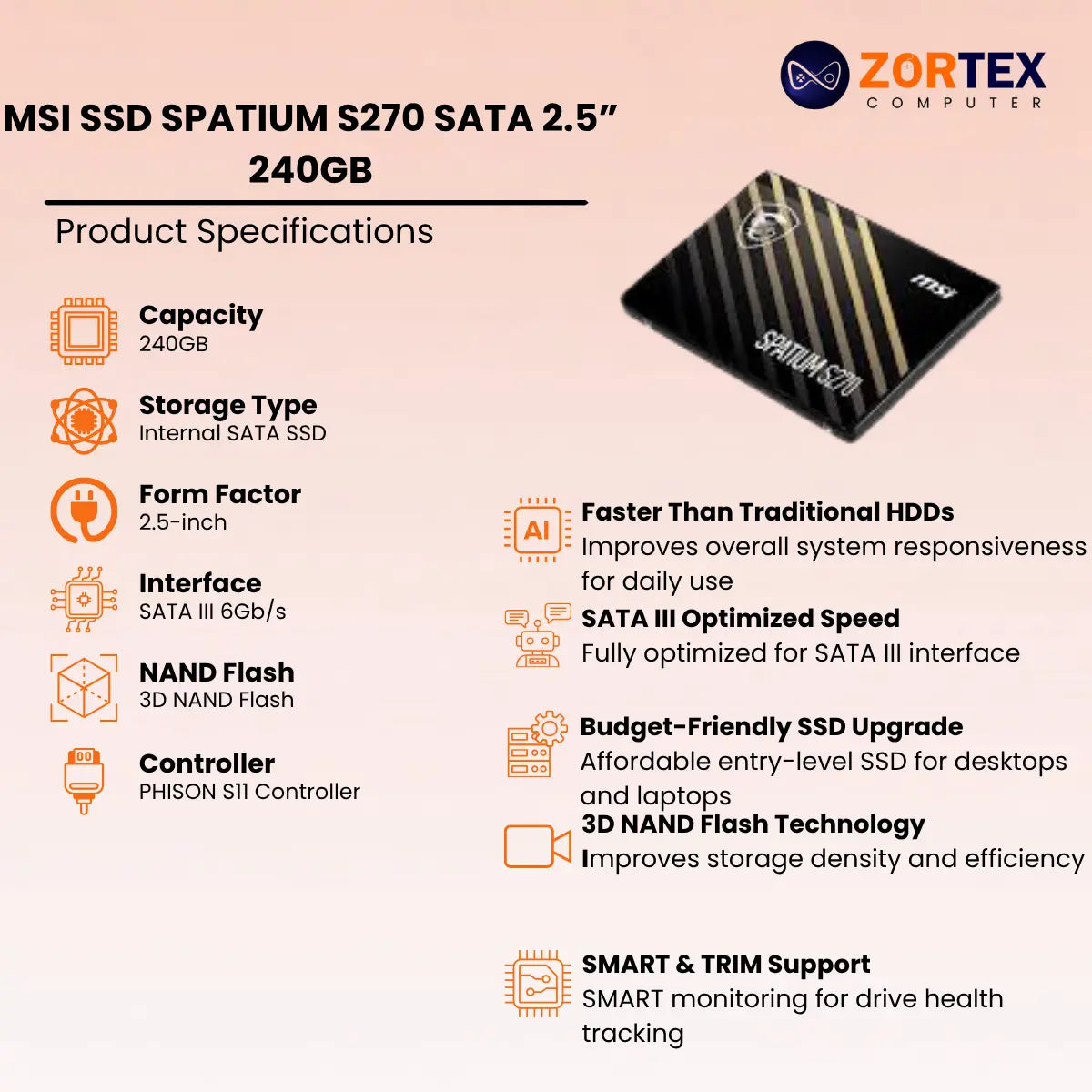 MSI SPATIUM S270 240GB SATA 2.5 SSD