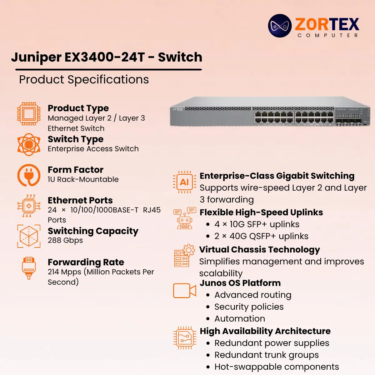 Juniper Ex3400 24T Ethernet Switch 2