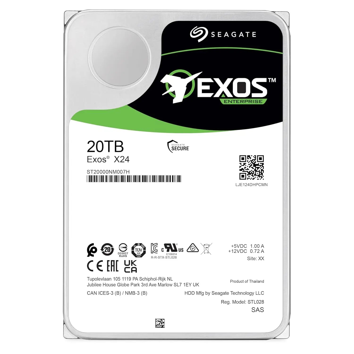 Seagate Exos X24 ST20000NM007H 20TB 3.5-Inch Enterprise SAS Hard Drive