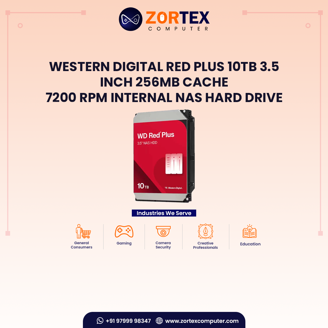 Western Digital Red Plus 10TB 3.5 inch 256MB cache 7200 RPM Internal NAS Hard Drive