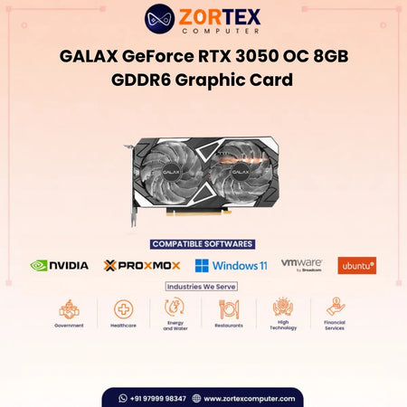 GALAX GeForce RTX 3050 (1-Click OC) 8GB GDDR6 128-bit Graphic Card 35NSL8MD6ZOC