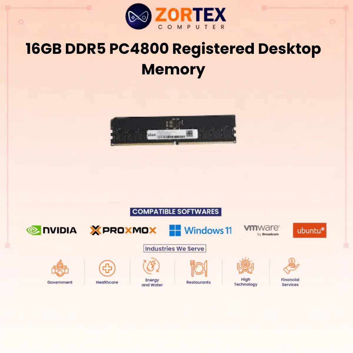 ZION Gold 16GB DDR5 4800MHz Registered Desktop RAM
