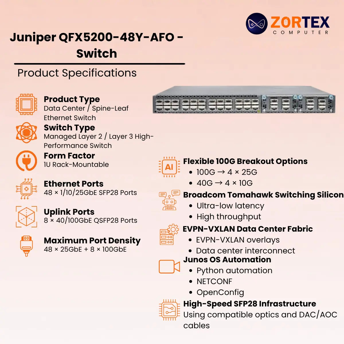 Juniper QFX5200-48Y-AFO - Switch