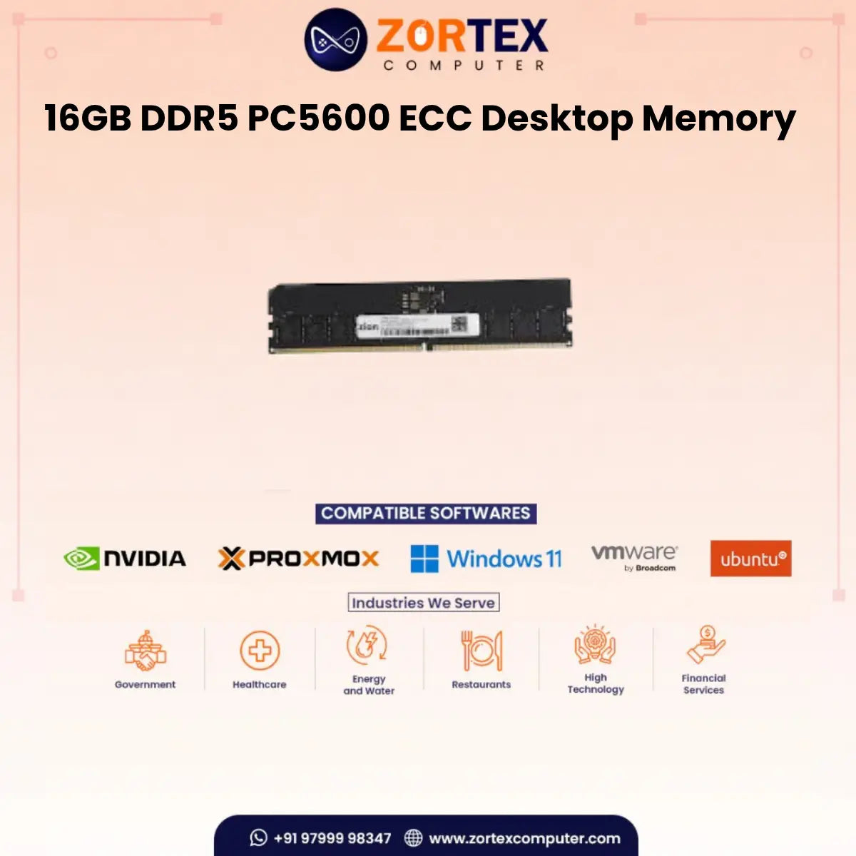 ZION Gold 16GB DDR5 4800MHz ECC Desktop RAM