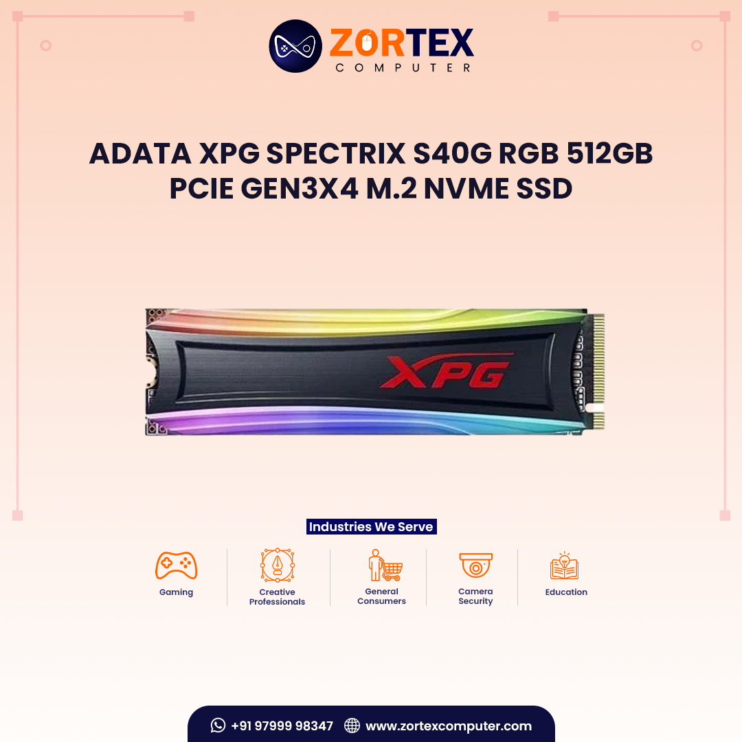 ADATA XPG SPECTRIX S40G RGB 512GB PCIe Gen3x4 M.2 NVME SSD
