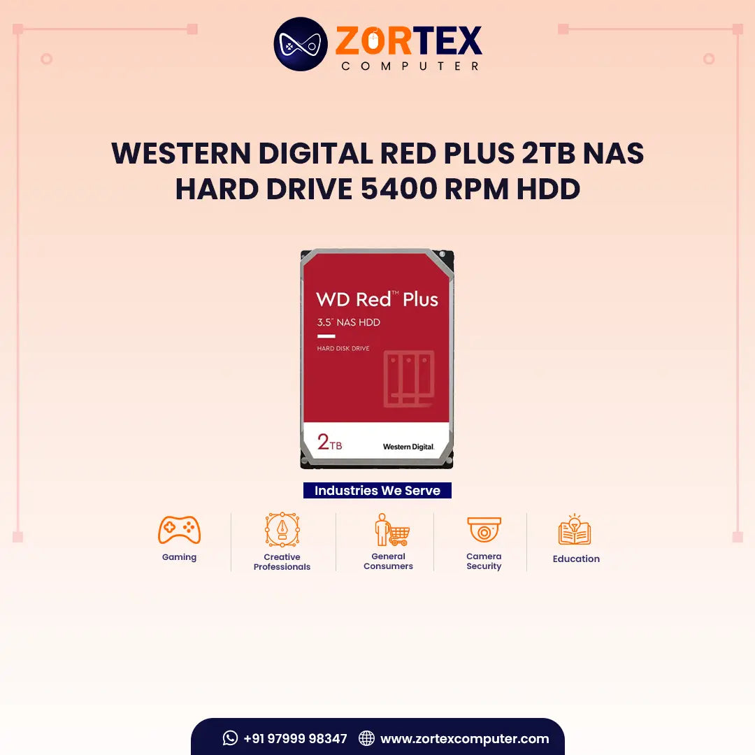 Western Digital Red Plus 2TB NAS Hard Drive 5400 RPM HDD
