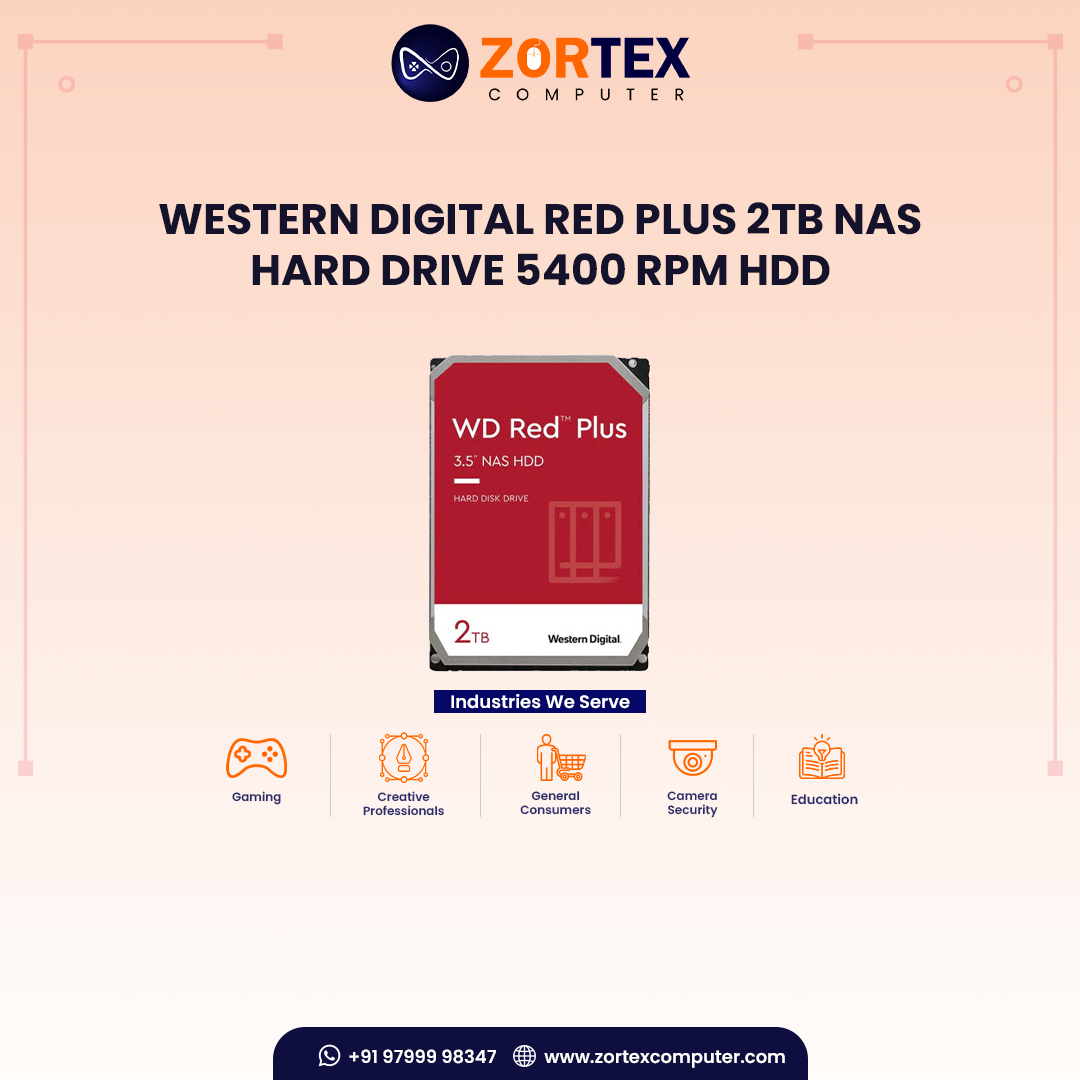 Western Digital Red Plus 2TB NAS Hard Drive 5400 RPM HDD