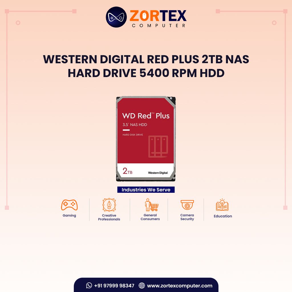 Western Digital Red Plus 2TB NAS Hard Drive 5400 RPM HDD