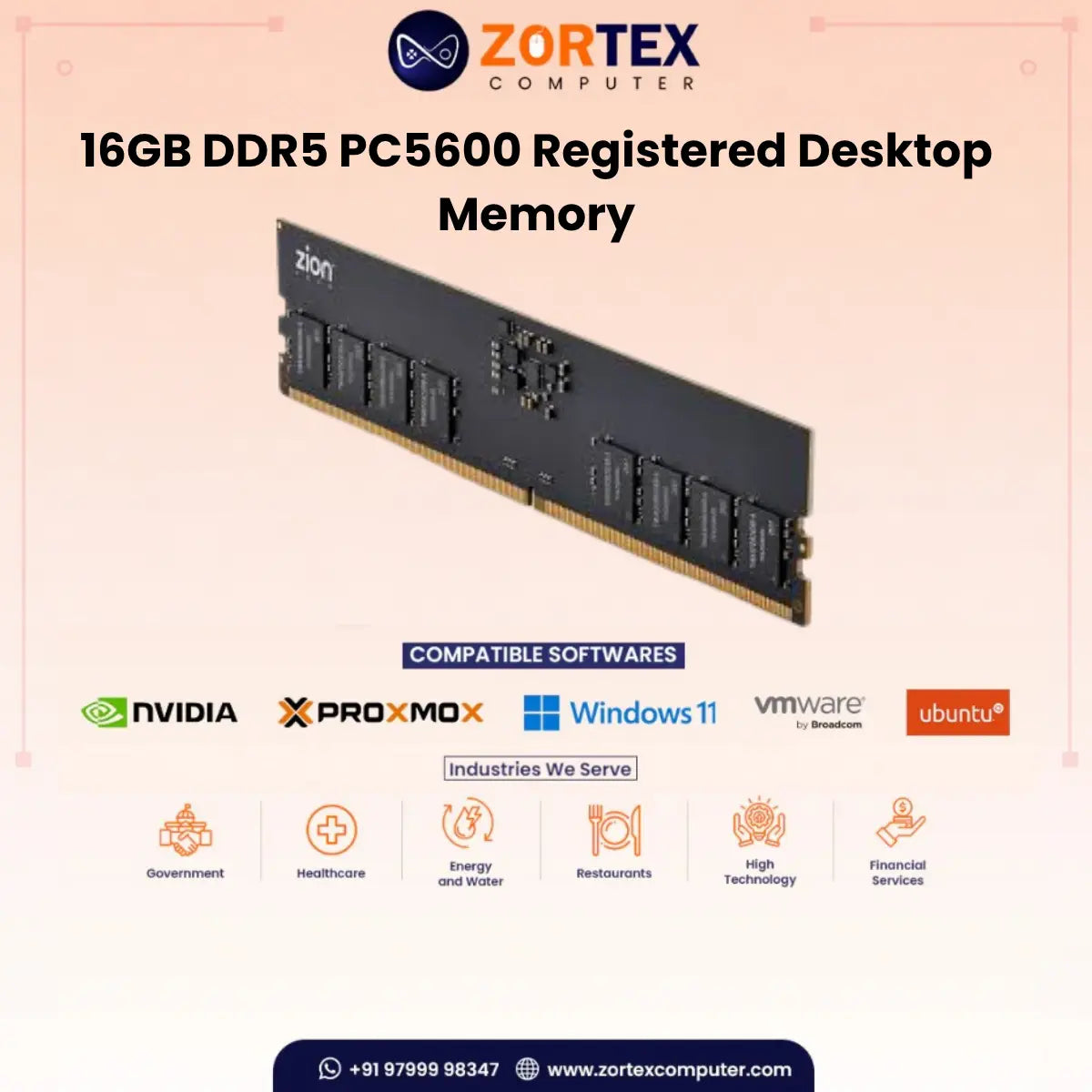 ZION Gold 16GB DDR5 5600MHz Registered Desktop RAM