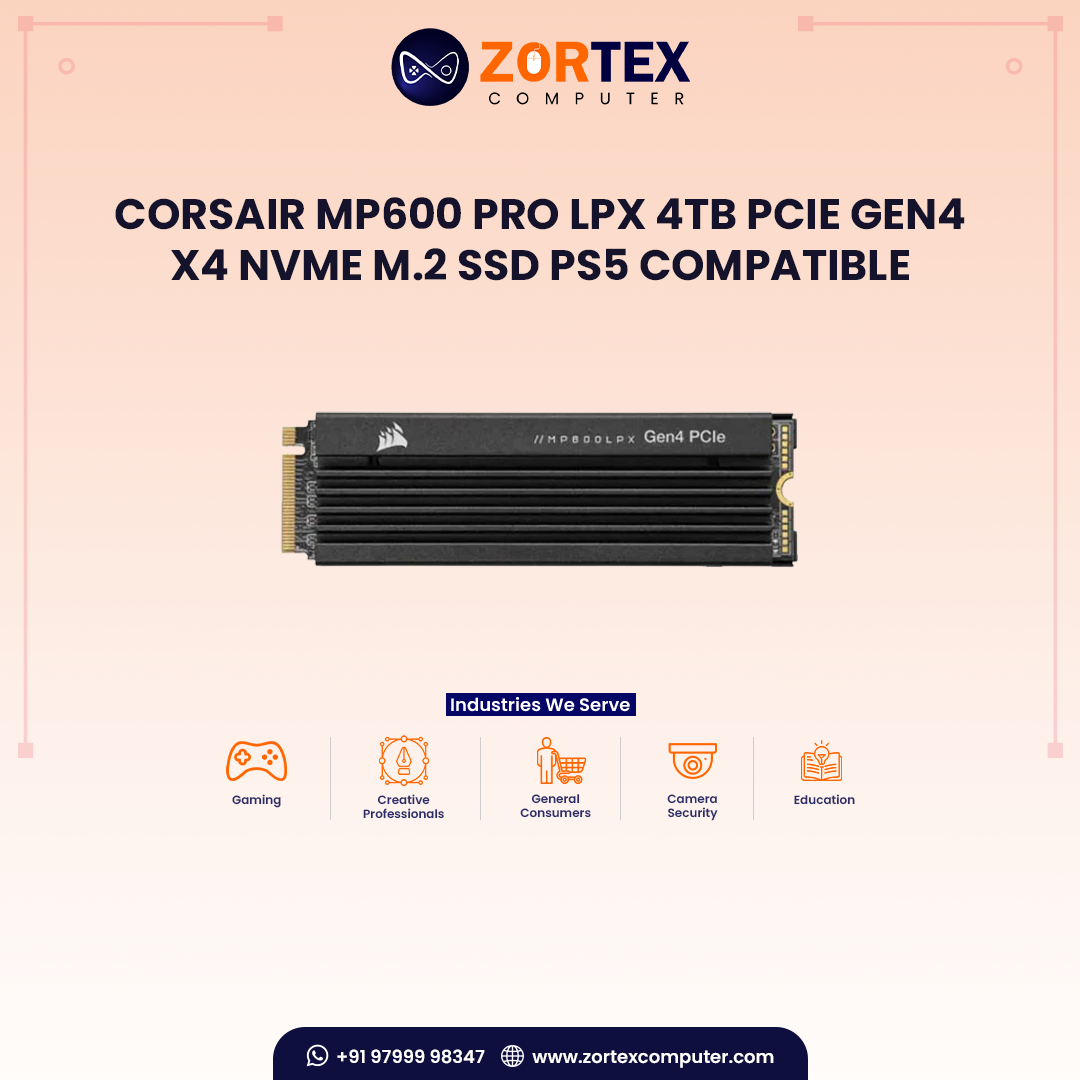 Corsair MP600 PRO LPX 4TB PCIe Gen4 x4 NVMe M.2 SSD PS5 Compatible