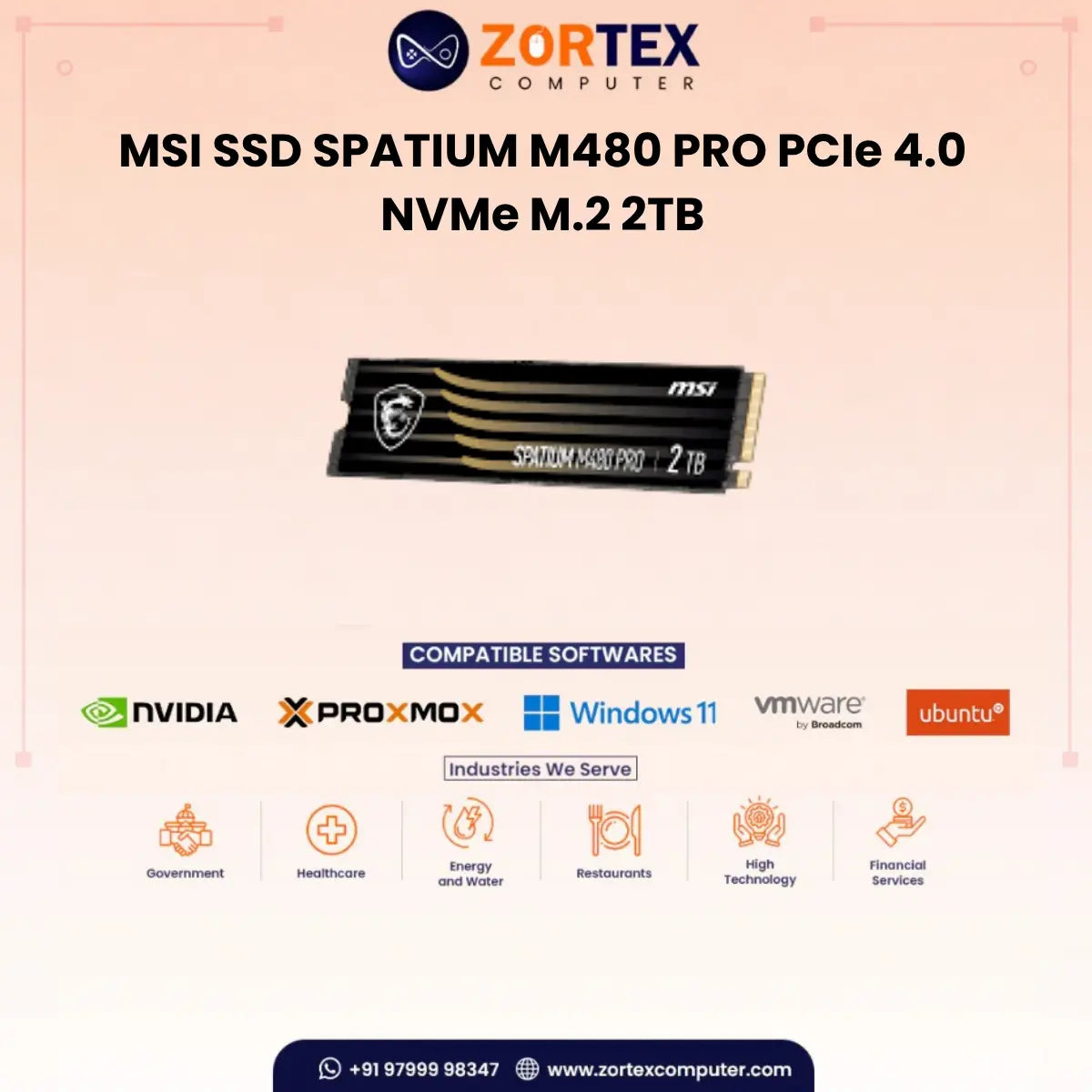 MSI SPATIUM M480 PRO 2TB PCIe 4.0 NVMe M.2 SSD