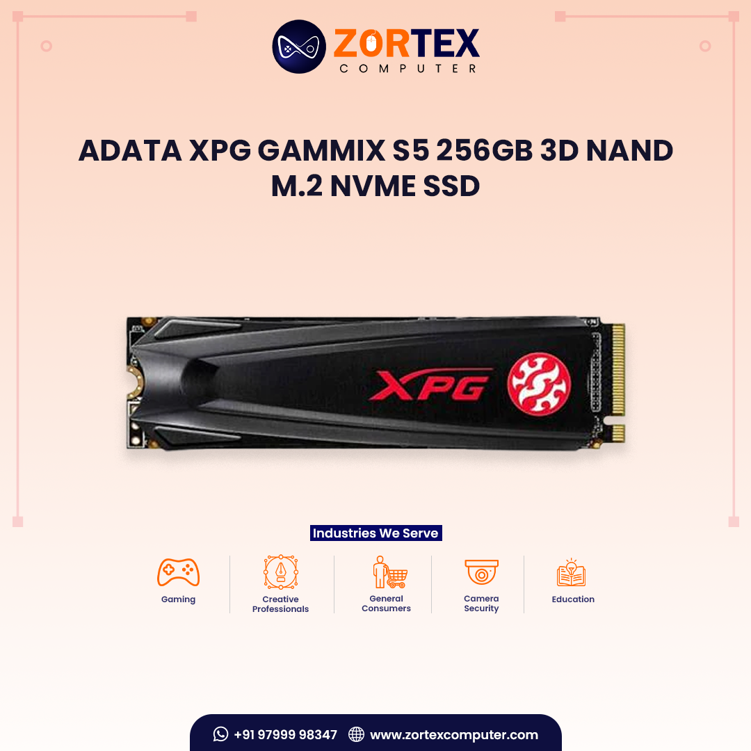 ADATA XPG GAMMIX S5 256GB 3D NAND M.2 NVME SSD