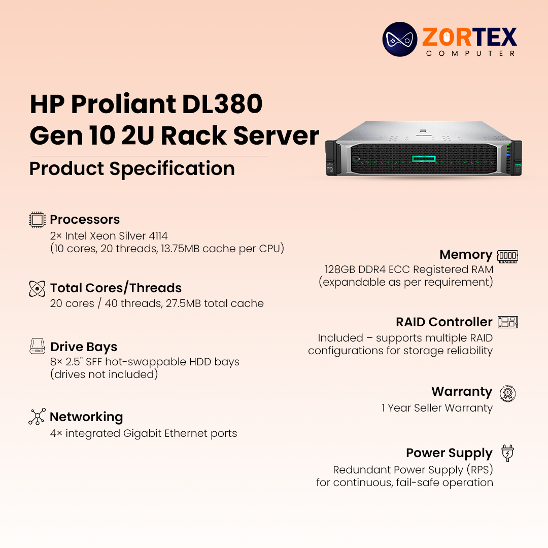 HP ProLiant DL380 Gen 10  2U Rack server