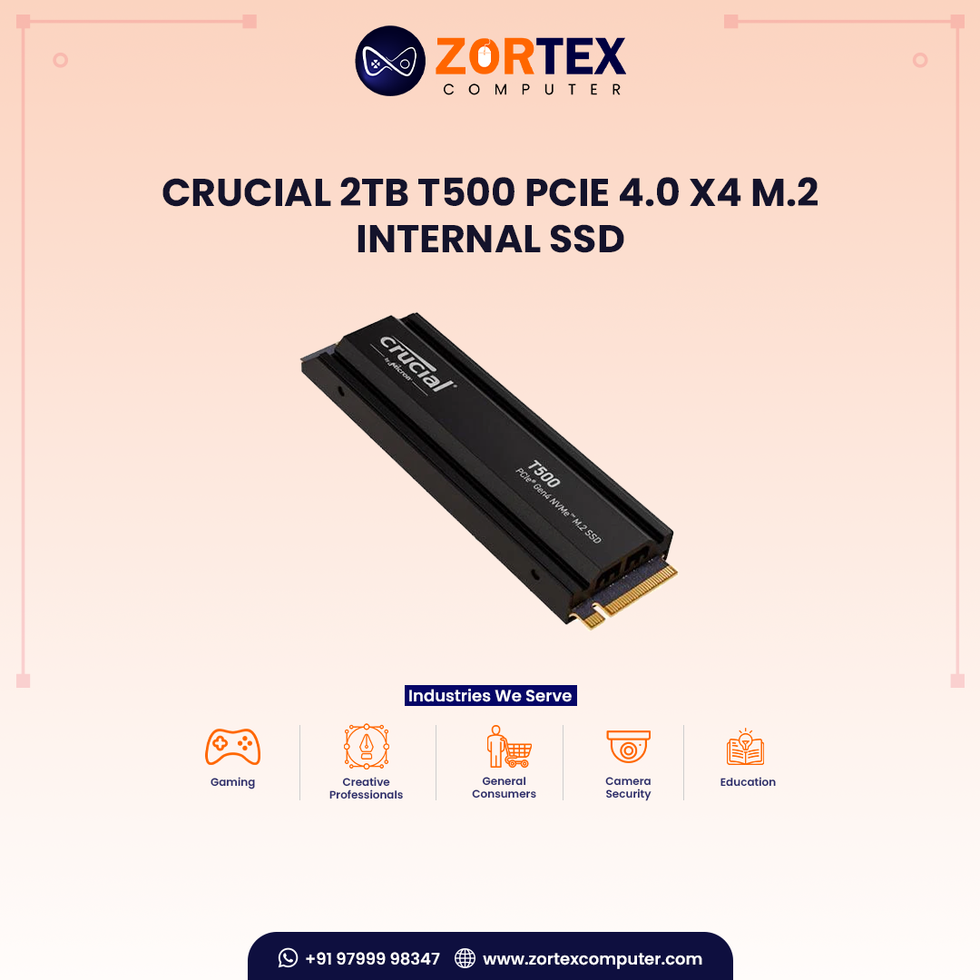 Crucial 2TB T500 PCIe 4.0 x4 M.2 Internal SSD
