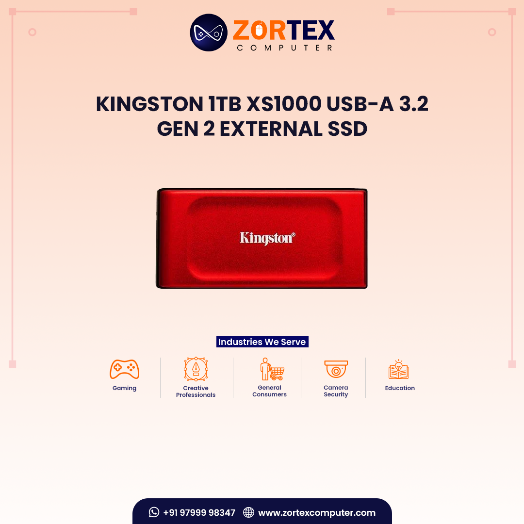 Kingston 1TB XS1000 USB-A 3.2 Gen 2 External SSD