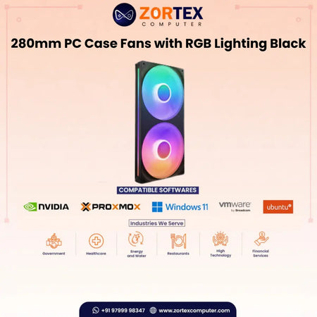 NZXT 280mm PC Case Fans with RGB Lighting Black Case Fan
