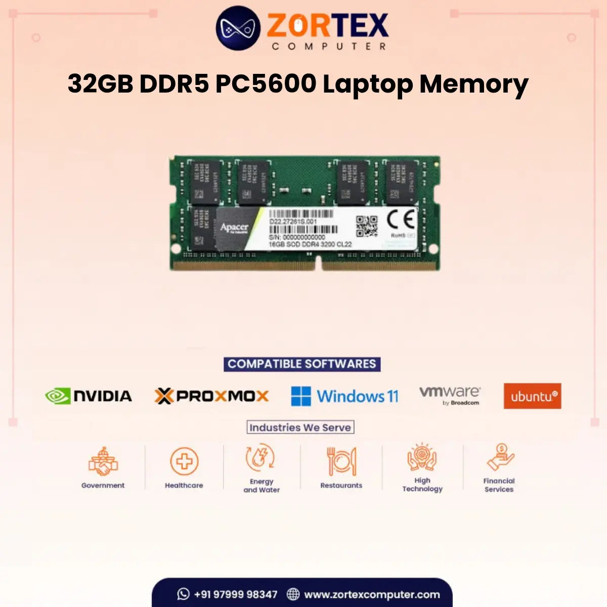 ZION Gold 32GB DDR5 5600MHz Laptop RAM
