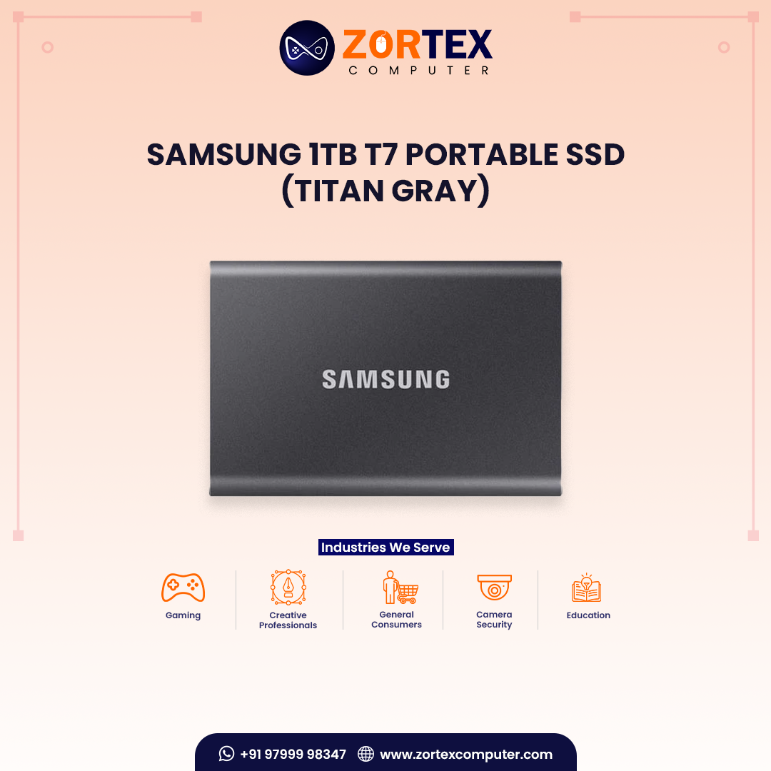 Samsung 1TB T7 Portable SSD (Titan Gray)