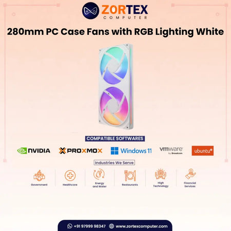 NZXT 280mm PC Case Fans with RGB Lighting White Case Fan