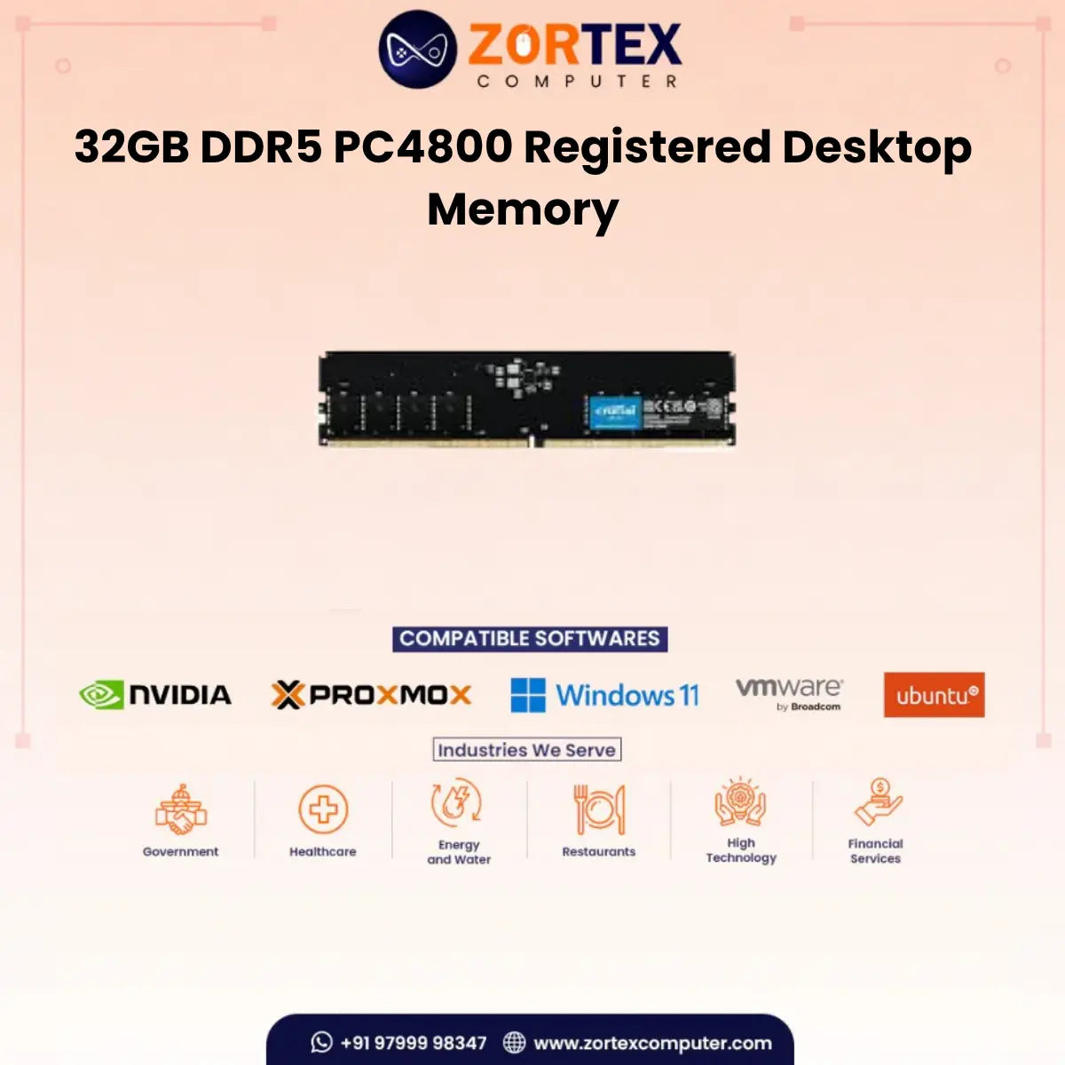 ZION Gold 32GB DDR5 4800MHz Registered Desktop RAM