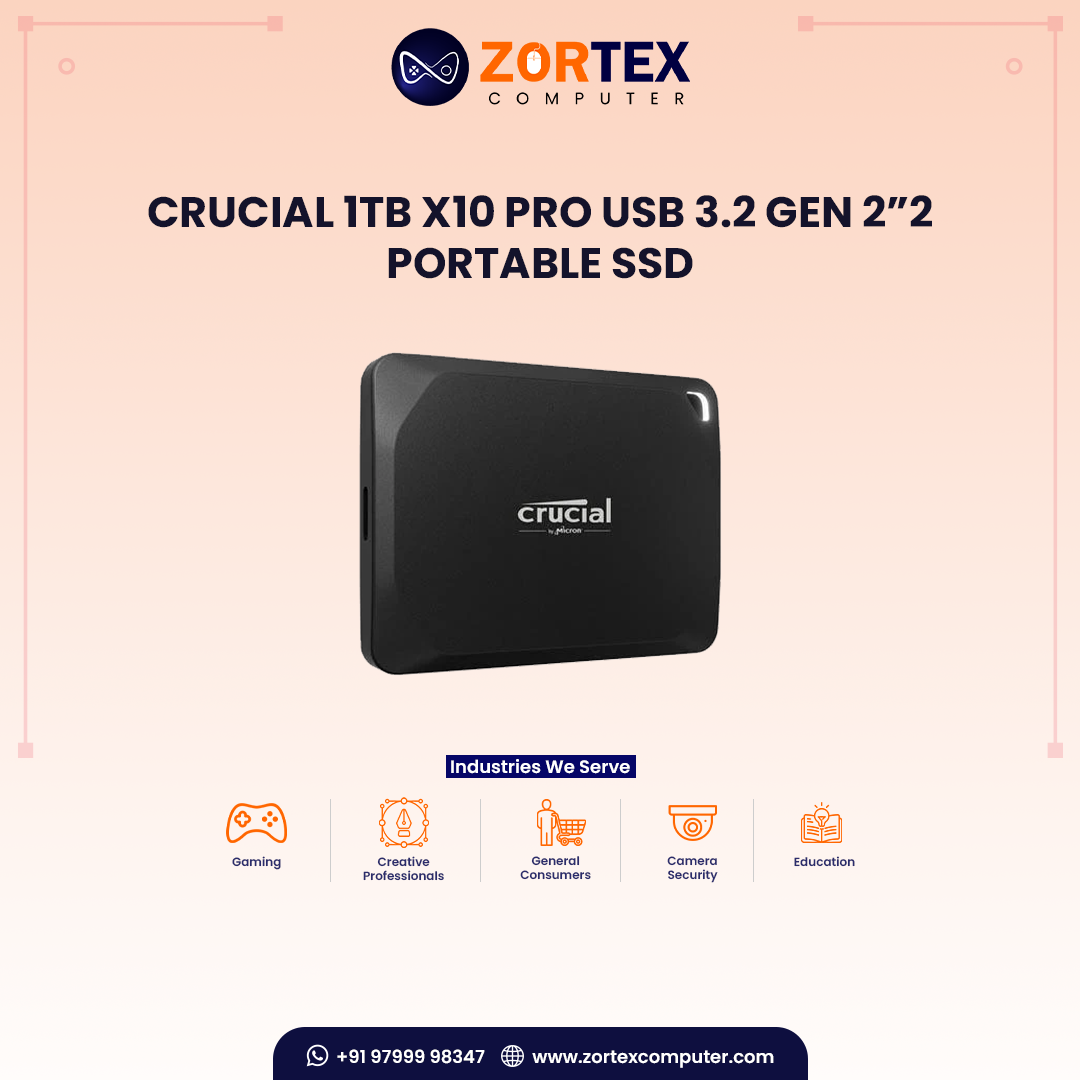 Crucial 1TB X10 Pro USB 3.2 Gen 2”2 Portable SSD