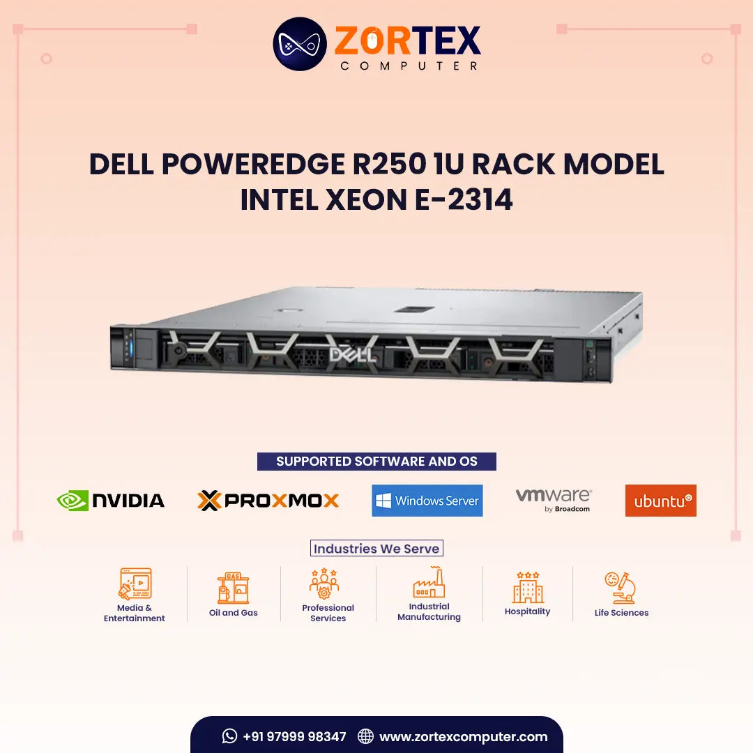 Dell PowerEdge R250 1U Xeon E-2314 Rack Server