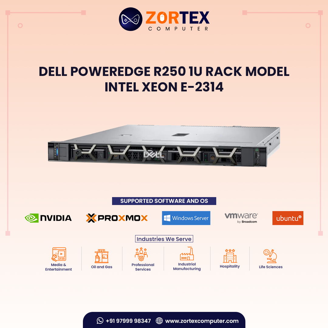 Dell PowerEdge R250 1U Rack Model - Intel Xeon E-2314