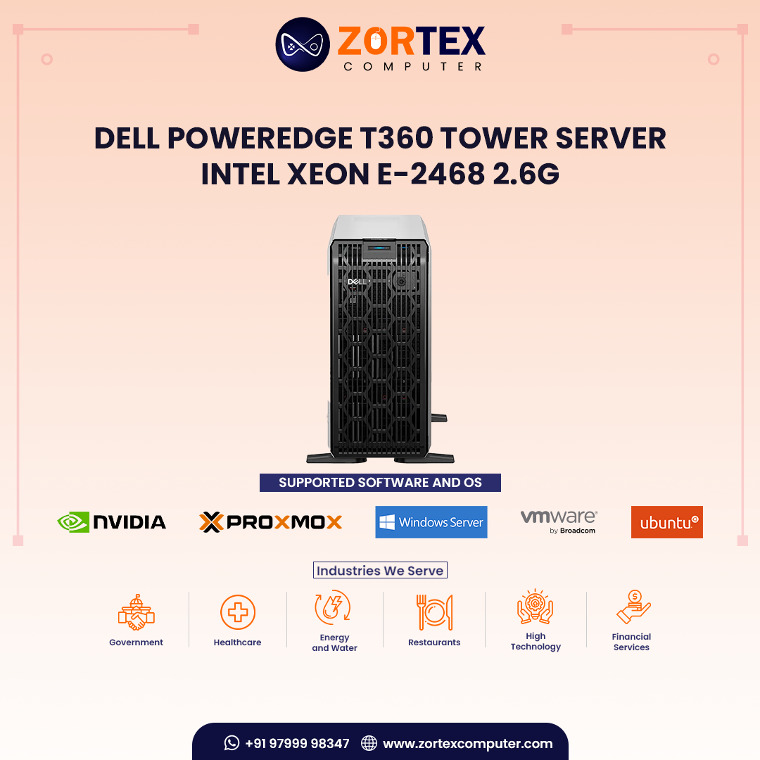 Dell PowerEdge T360 Tower Server - Intel Xeon E-2468 2.6G
