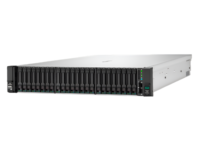 Server rack with multiple drive bays on a white background