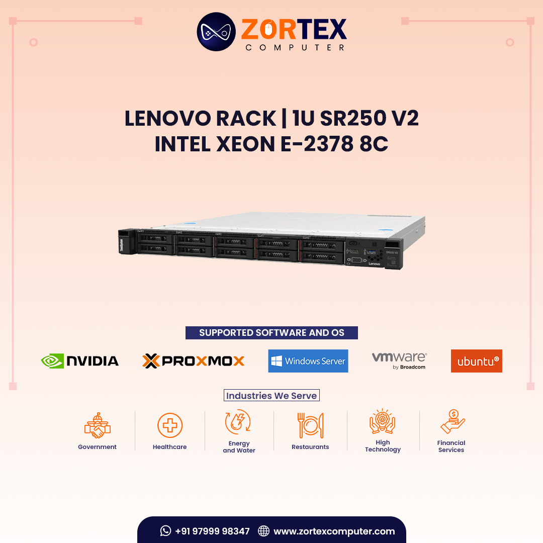 Lenovo Rack | 1U SR250 v2 - Intel Xeon E-2378 8C