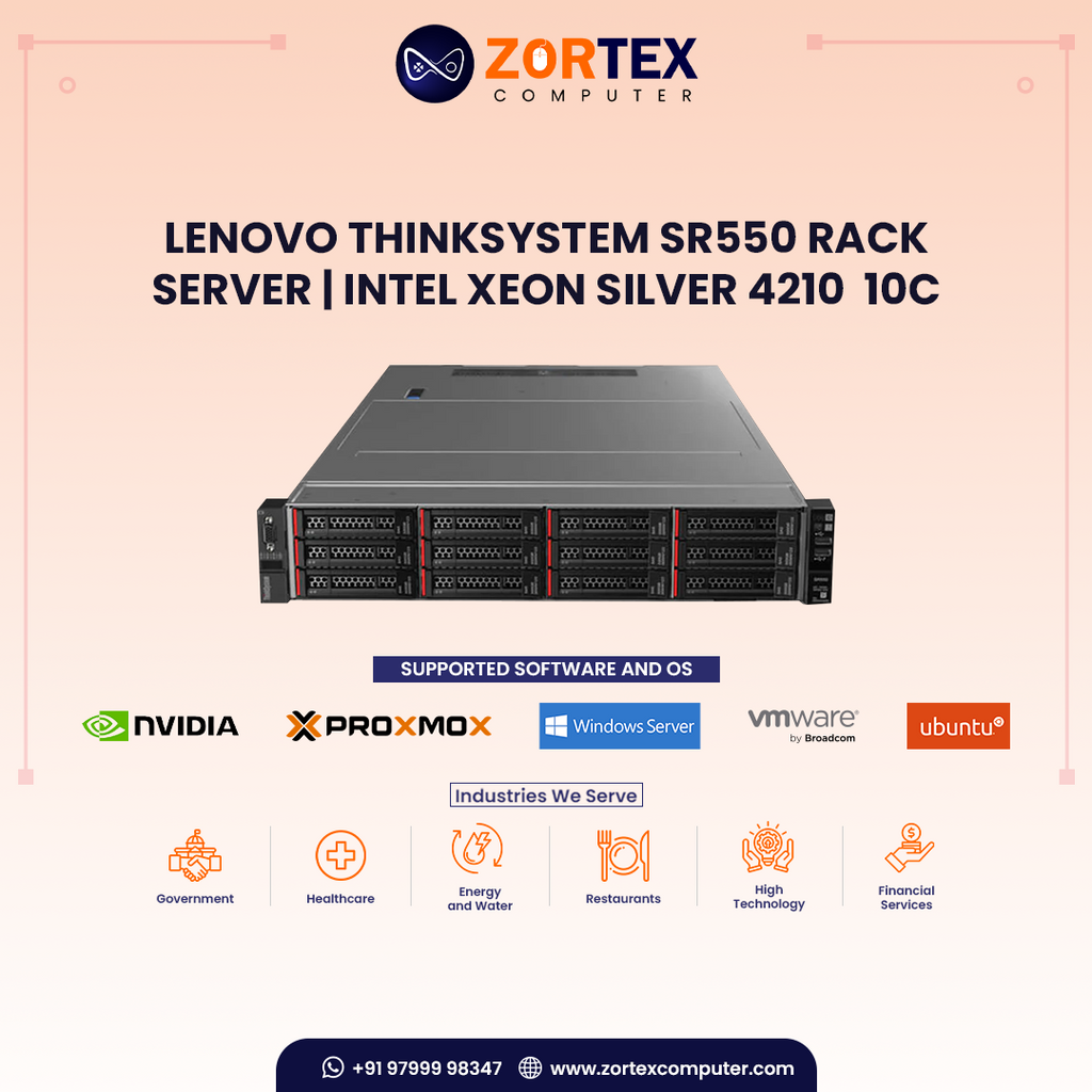 Lenovo ThinkSystem SR550 Rack Server | Intel Xeon Silver 4210  10C
