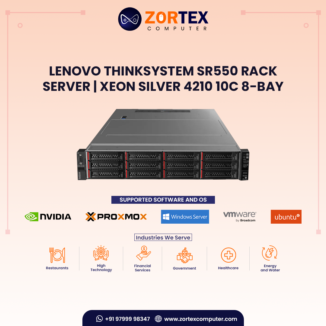 Lenovo ThinkSystem SR550 Rack Server | Xeon Silver 4210 10C 8-Bay