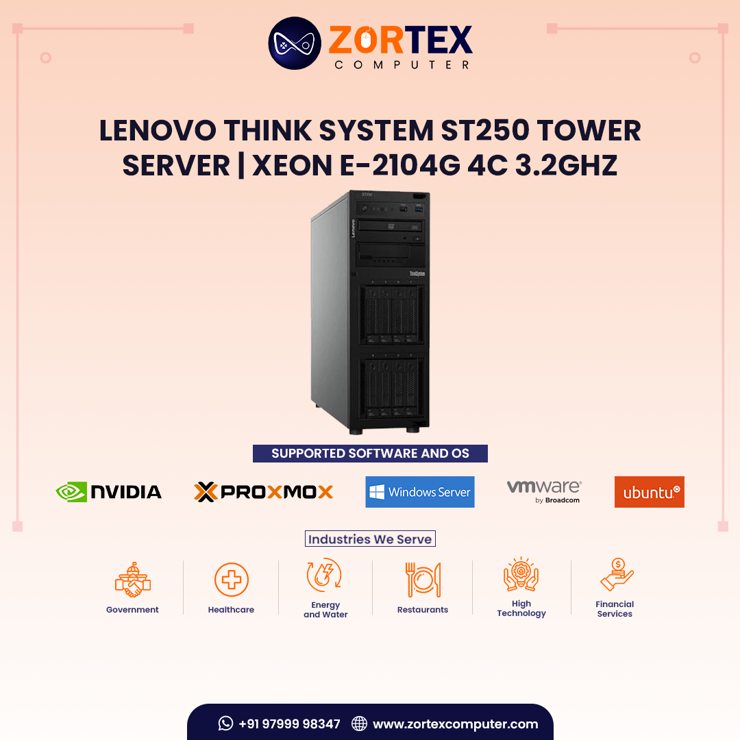 Lenovo Think System ST250 Tower Server | Xeon E-2104G 4C 3.2GHz