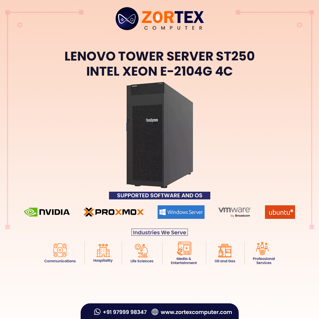 Lenovo Tower Server ST250 - Intel Xeon E-2104G 4C