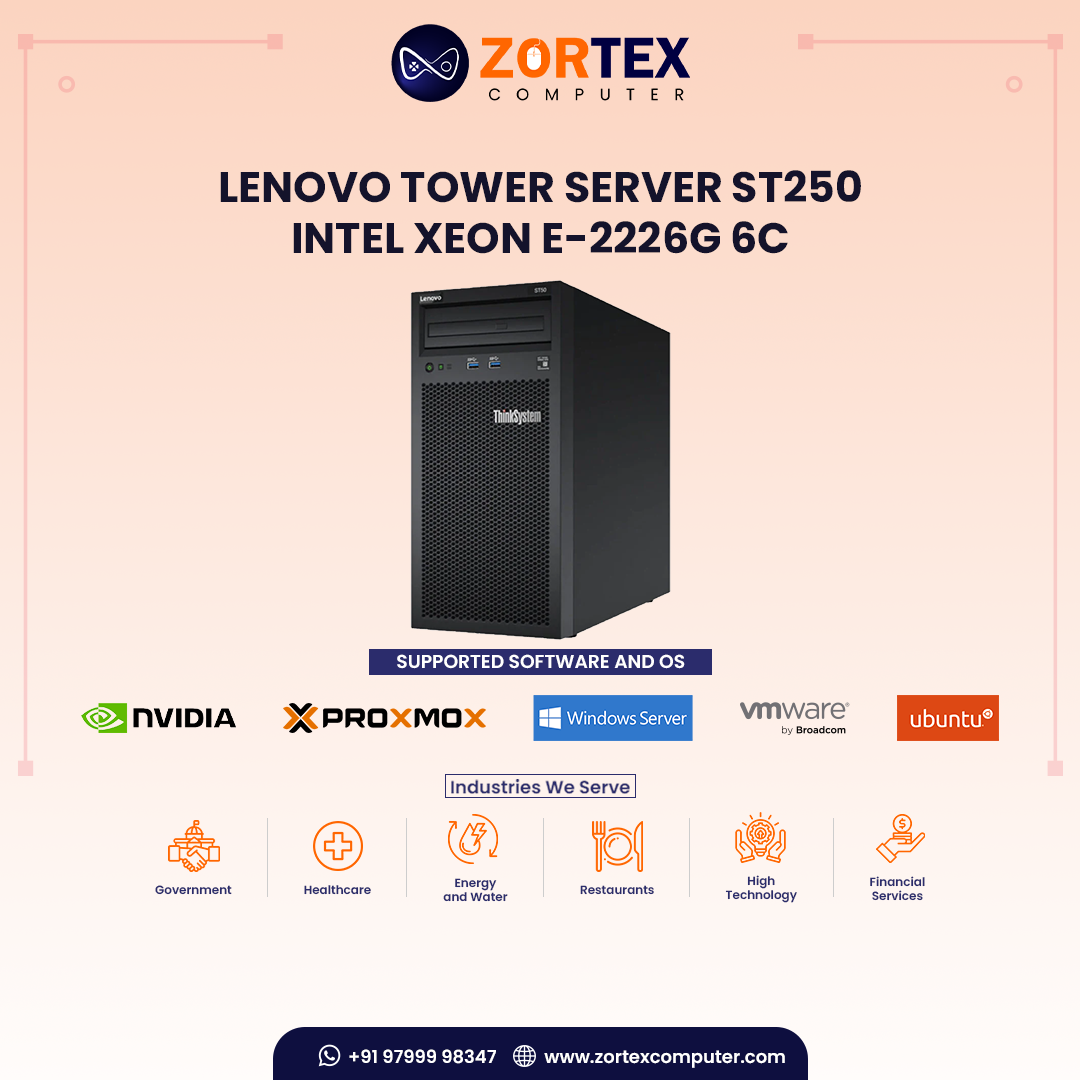 Lenovo Tower Server ST250 - Intel Xeon E-2226G 6C