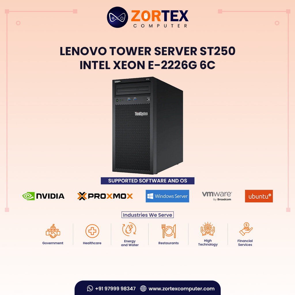Lenovo Tower Server ST250 - Intel Xeon E-2226G 6C