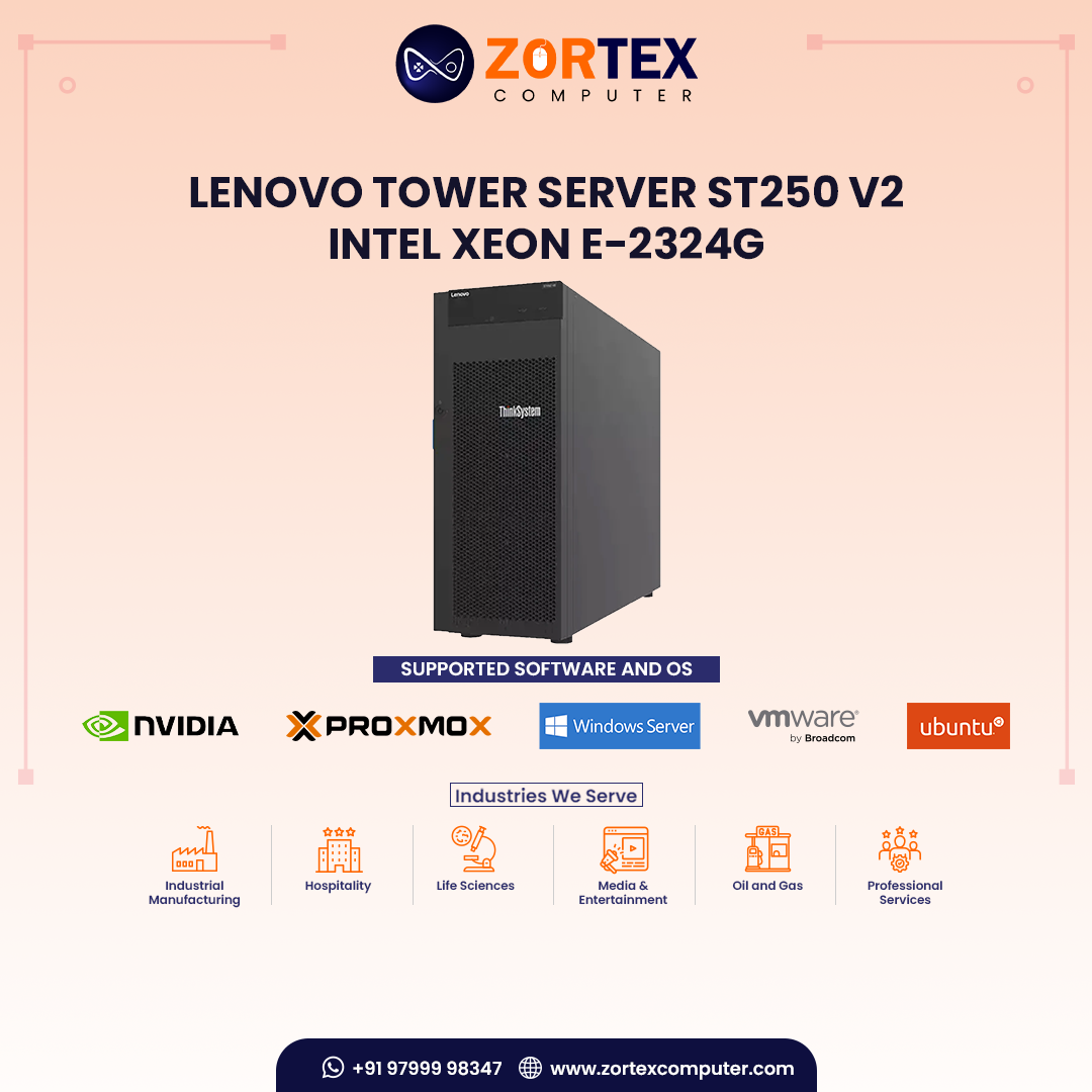 Lenovo Tower Server ST250 v2 - Intel Xeon E-2324G